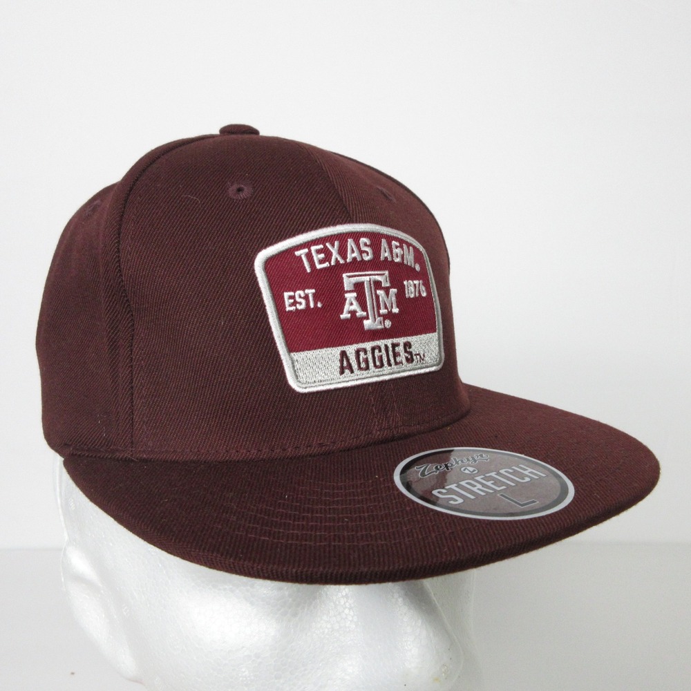 Zephyr Texas A&M Aggies Logo Trucker Hat Cap Stretch Size Large Maroon‎ NCAA